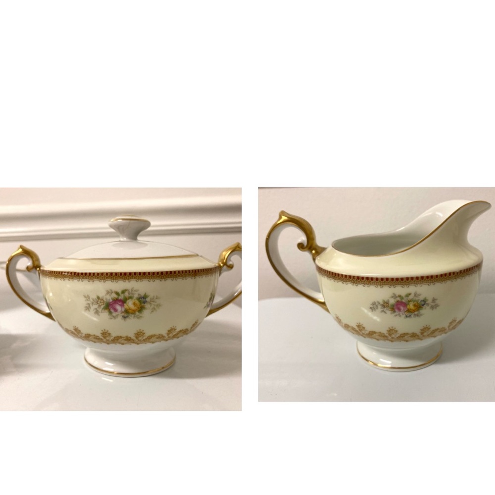Vintage MEITO Nassau China Creamer & Sugar Bowl with lid, F&B CO made in Japan
